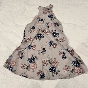 High Neckline Mini with Lavender Floral Print, Size M